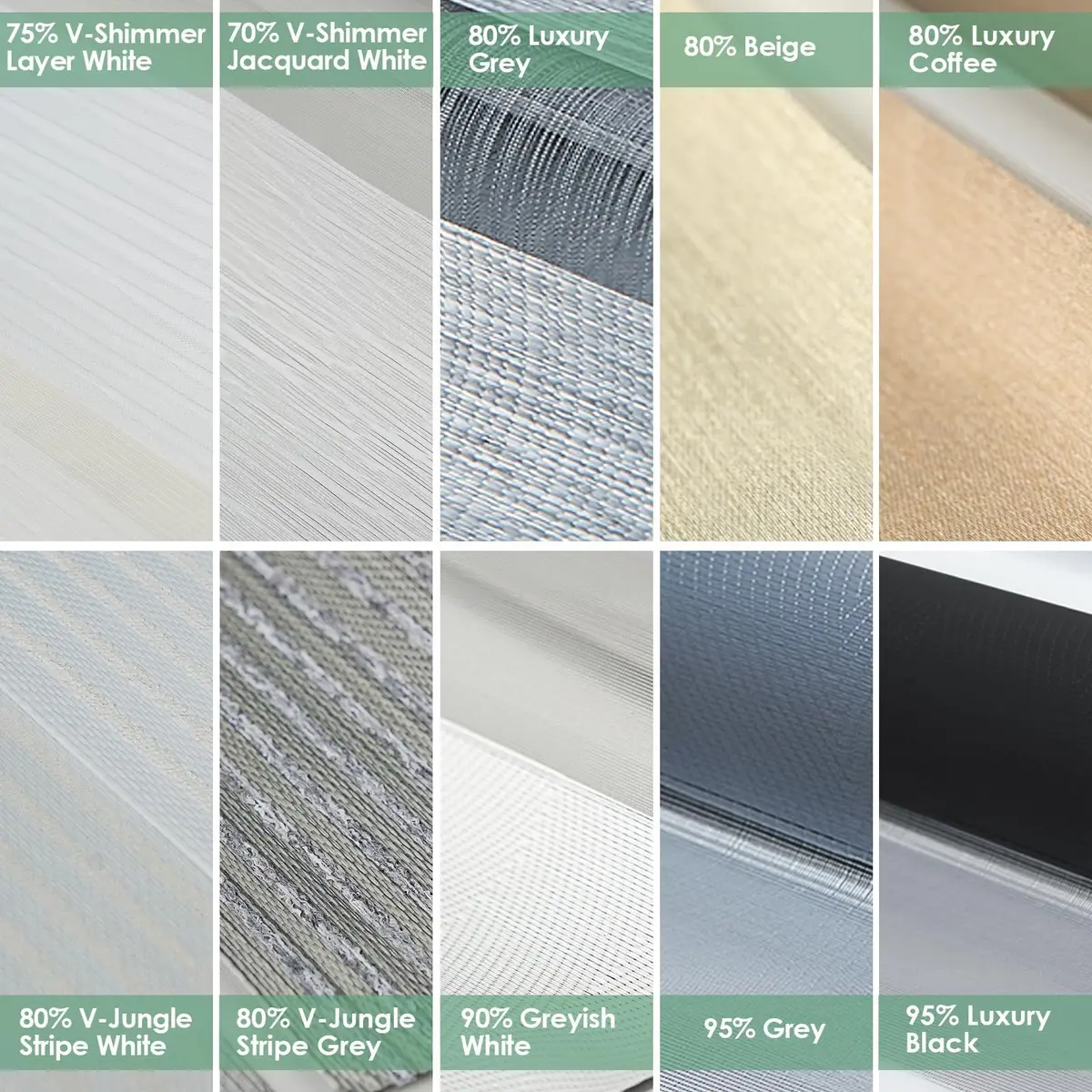 Yoolax Motorized Zebra Blinds with Remote Multicolor Fabric Samples | Smart Electric Shades for Windows - view 3