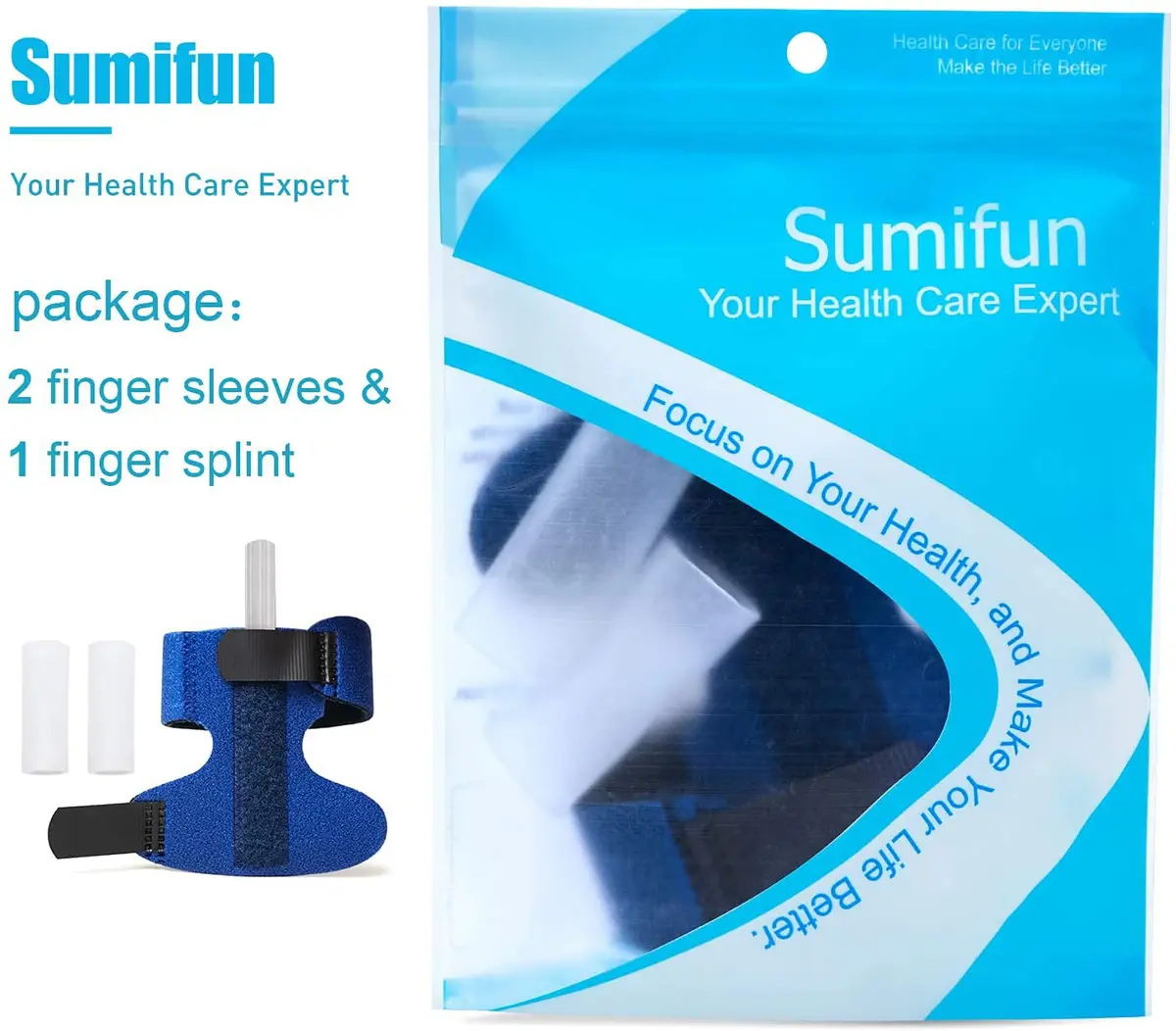 Sumifun Trigger Finger Splint with 2 Gel Sleeves for Left Hand | Adjustable Aluminum Finger Brace for Sprains, Tendonitis, Arthritis Pain Relief (1 Count) - view 8