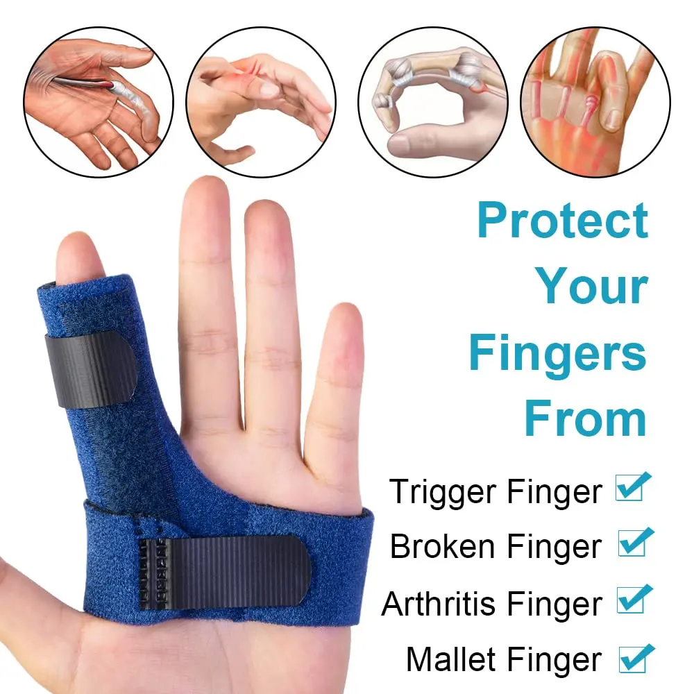 Sumifun Trigger Finger Splint with 2 Gel Sleeves for Left Hand | Adjustable Aluminum Finger Brace for Sprains, Tendonitis, Arthritis Pain Relief (1 Count) - view 3