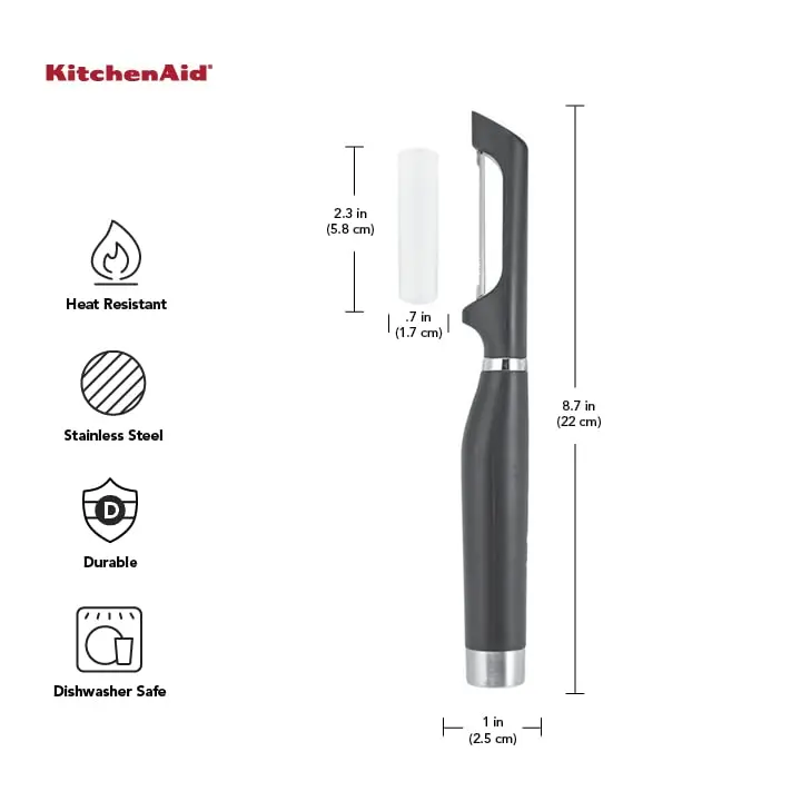 KitchenAid Gourmet Euro Peeler 8.7-Inch Black | Double-Edge Serrated Blade for Fruits & Vegetables - view 3