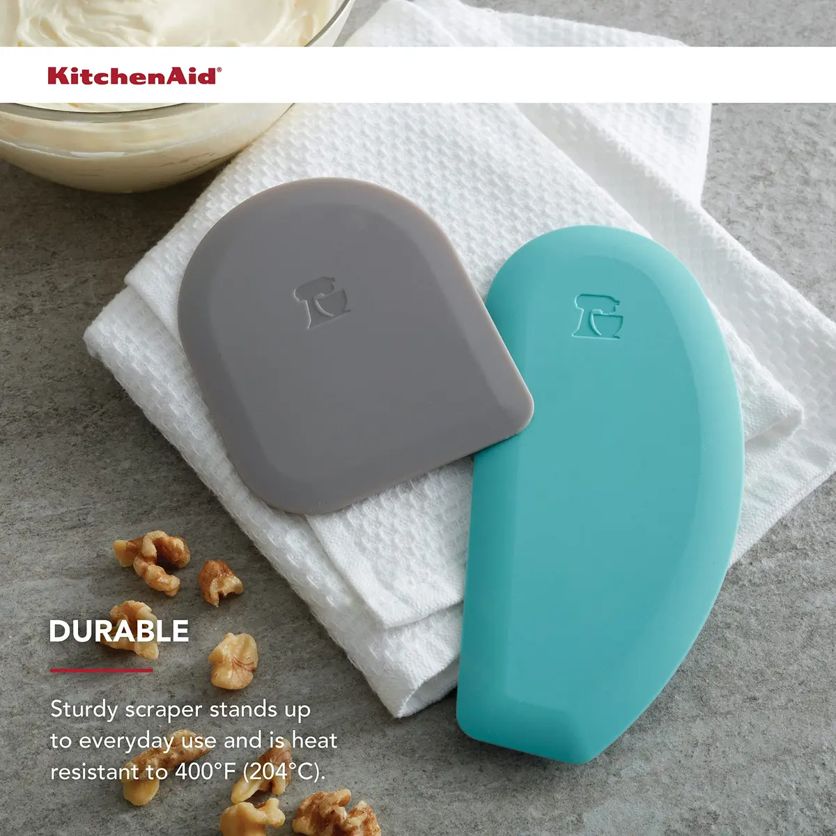 KitchenAid Gourmet Bowl Scraper Set of 2 | Heat-Resistant Silicone & Nylon for All Surfaces - view 6