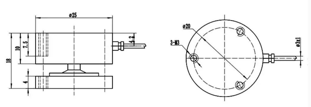 CALT 100kg Flat Membrane Box Load Cell Sensor φ25 mm (1 kg) - view 4
