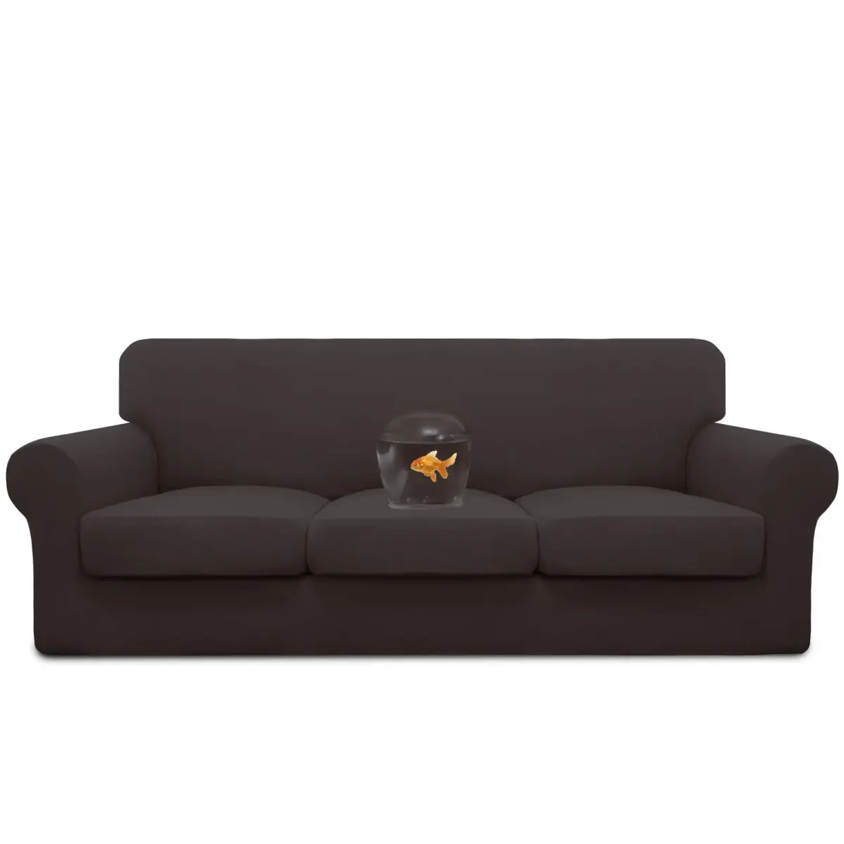 Easy-Going Waterproof 4-Piece Stretch Sofa Cover for 3 Cushions, Chocolate | Fits 60-85 inch Sofas - main product image