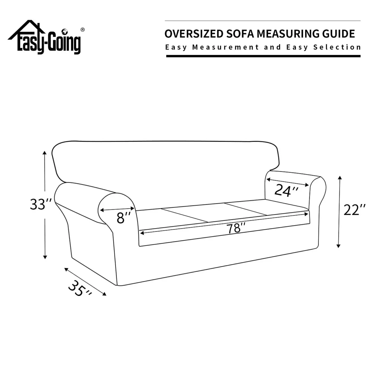 Easy-Going Waterproof Oversized Sofa Cover for 3 Cushion Sofas | 4-Piece Set, Navy, Fits 86-108 Inch - view 5