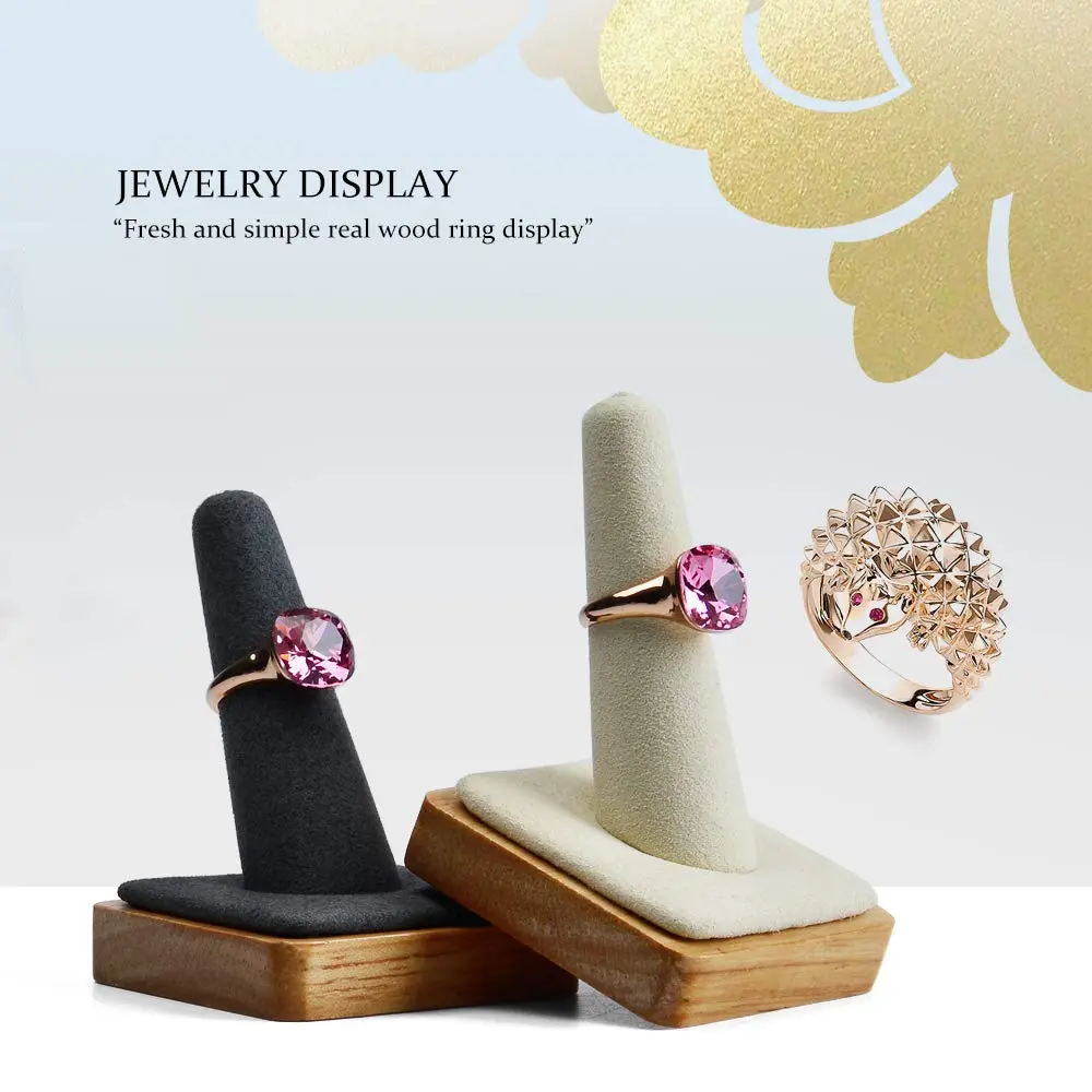 Oirlv Single Finger Wooden Ring Display Stand Jewelry Showcase Display | Elegant, Compact & Space-Saving (70-120 chars) - view 2