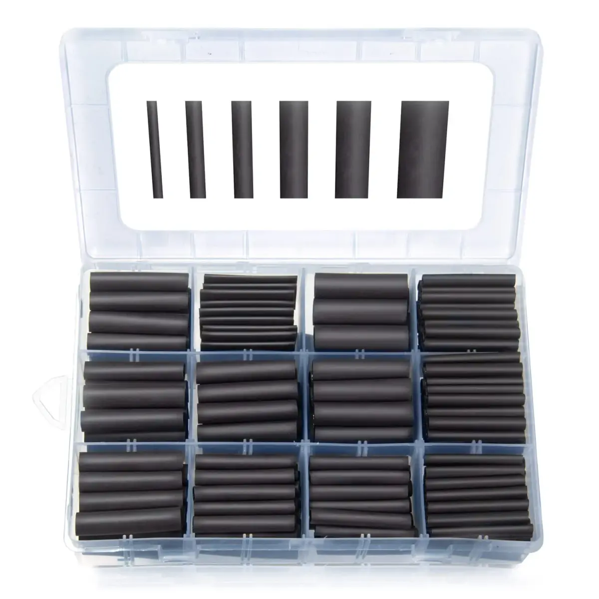 MILAPEAK 300pcs 3:1 Dual Wall Adhesive Heat Shrink Tubing Kit | Black, 1.57" Length - main product image