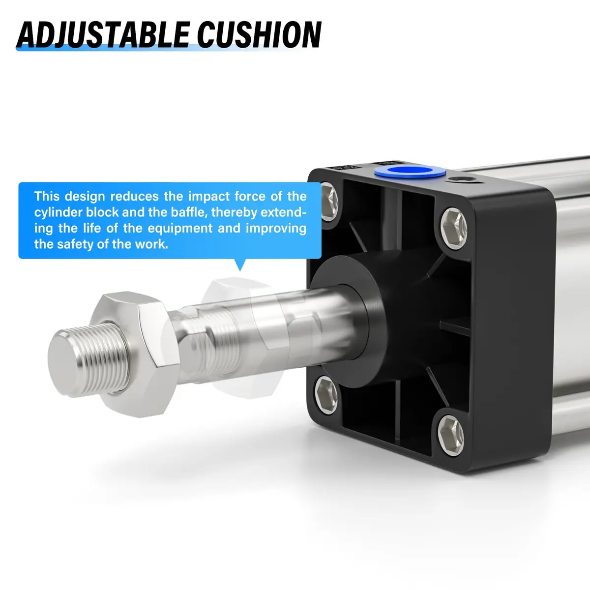 TAILONZ Pneumatic Air Cylinder 63mm Bore 150mm Stroke Double Action Aluminum - Corrosion Resistant, Impact Stable, Sealing Ring, Self-Lubricating, -4~176℉ - view 4