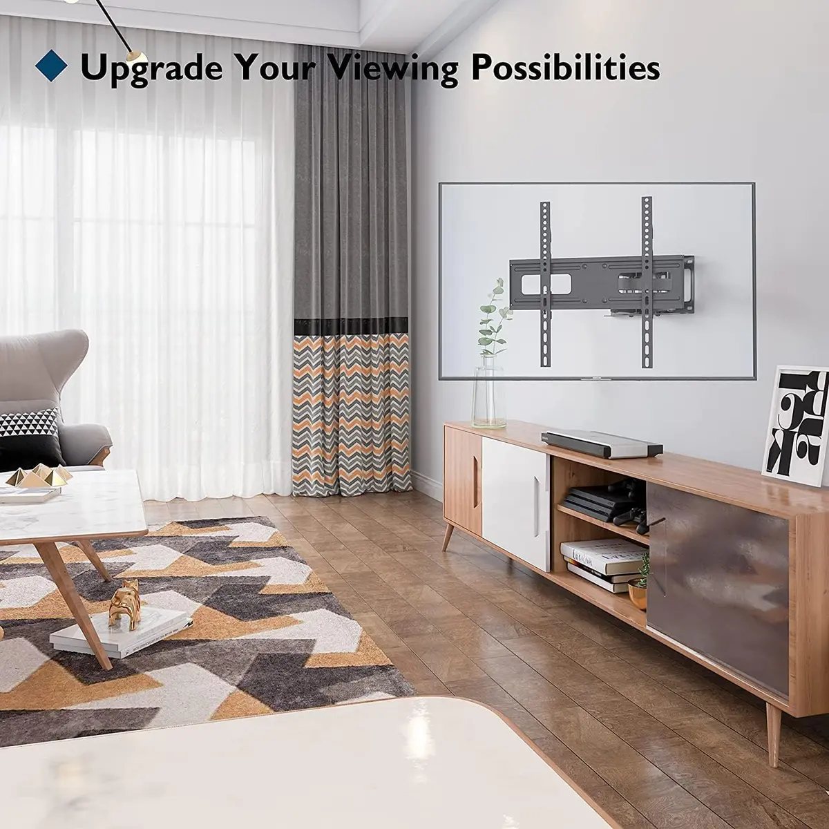 BONTEC Full Motion TV Wall Mount Bracket for 23-70 Inch TVs | Heavy Duty Dual Arm Swivel Tilt & Rotation | Fits 16" Wood Studs, Concrete, Brick Walls - view 6