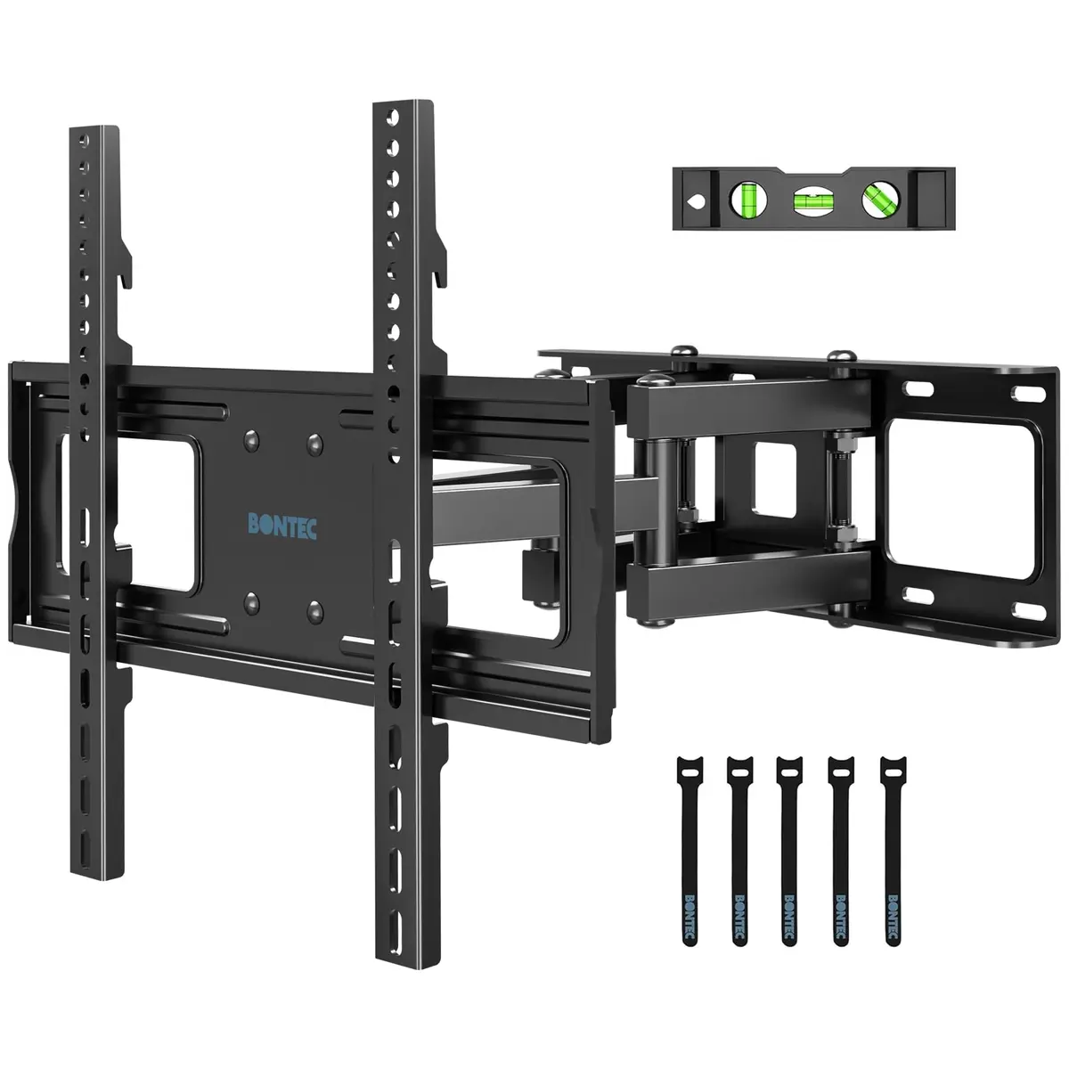 BONTEC Full Motion TV Wall Mount Bracket for 23-70 Inch TVs | Heavy Duty Dual Arm Swivel Tilt & Rotation | Fits 16" Wood Studs, Concrete, Brick Walls - main product image