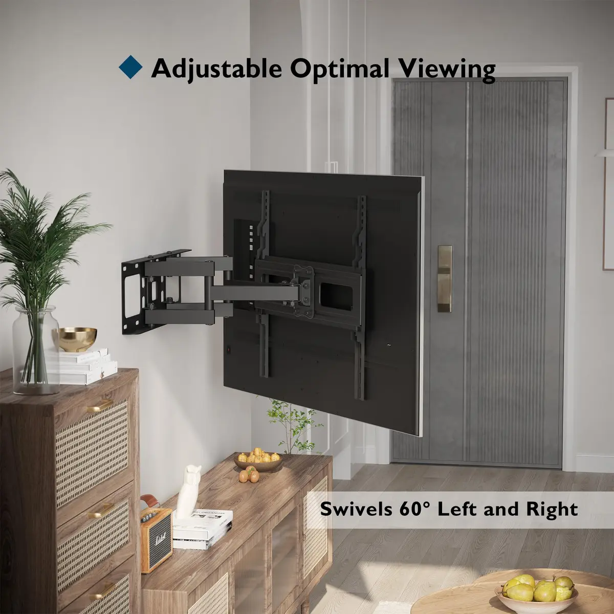 BONTEC Full Motion TV Wall Mount Bracket for 23-70 Inch TVs | Heavy Duty Dual Arm Swivel Tilt & Rotation | Fits 16" Wood Studs, Concrete, Brick Walls - view 3