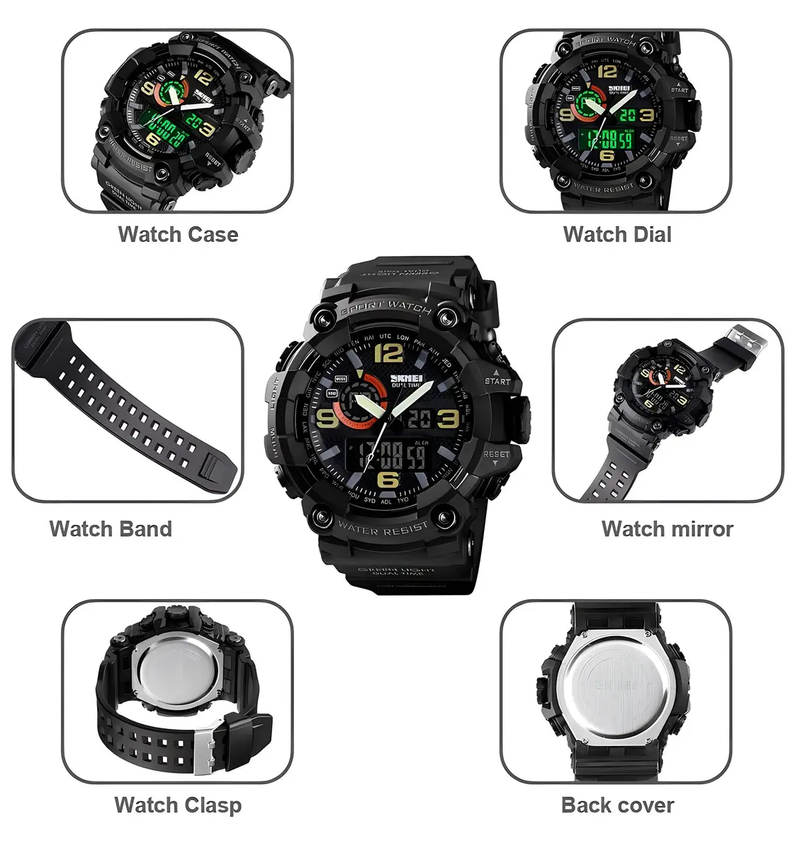 Gosasa Men's Multi-Function Military Sports Watch 51mm (2.01 in) | Dual Time Analog-Digital LED - view 6