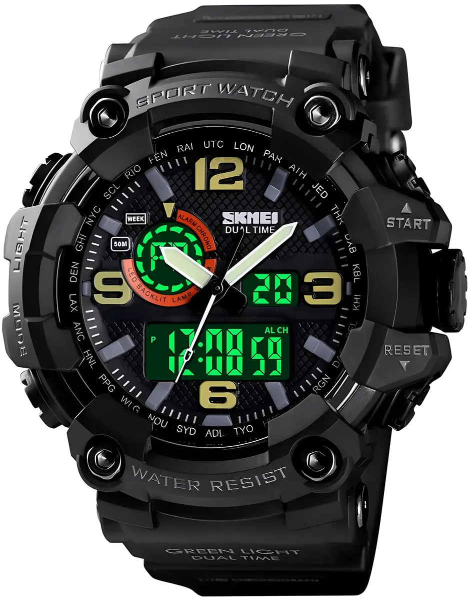 Gosasa Men's Multi-Function Military Sports Watch 51mm (2.01 in) | Dual Time Analog-Digital LED - main product image