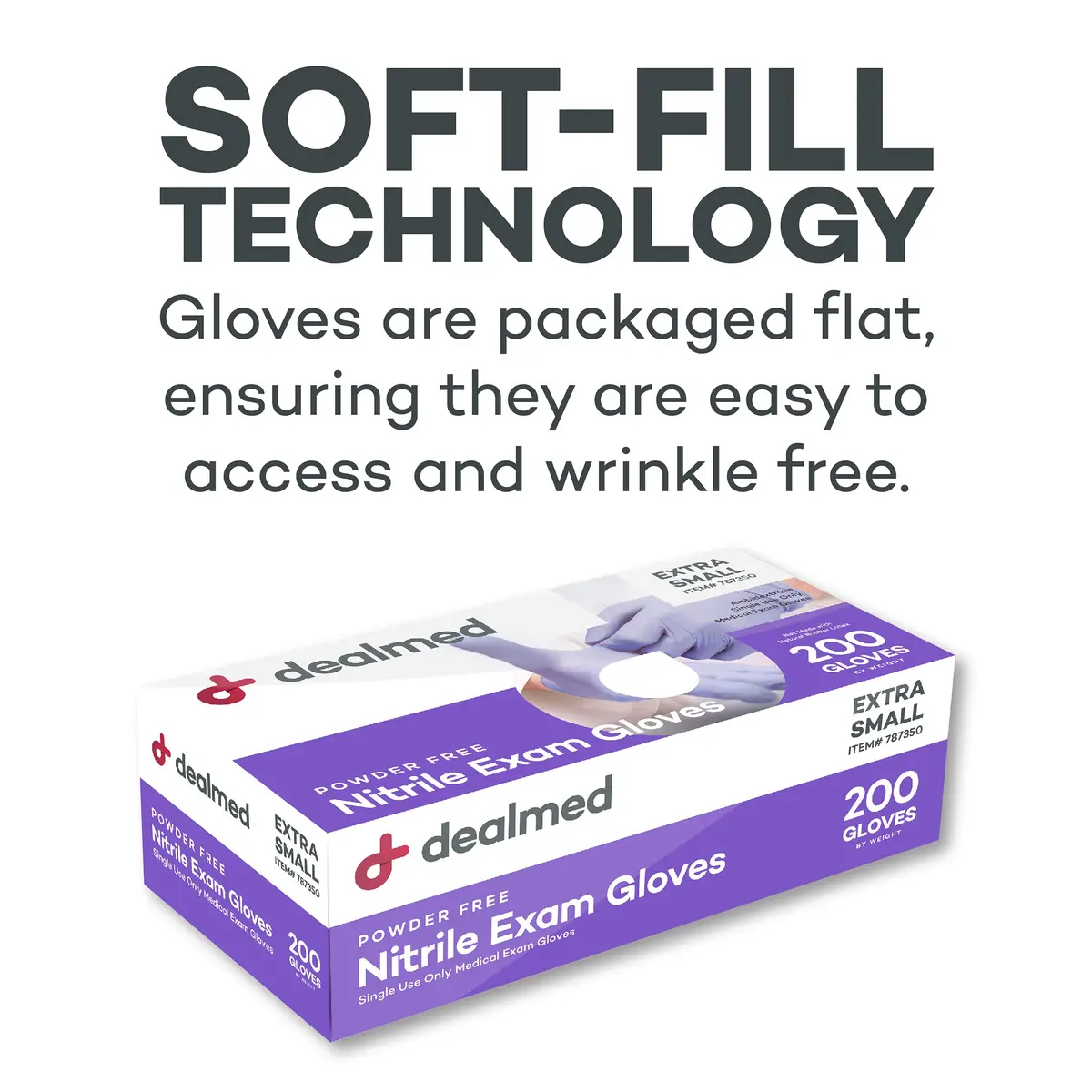 Dealmed Nitrile Exam Gloves Purple X-Small (200 Count) | Latex-Free, Powder-Free, Ambidextrous - view 7
