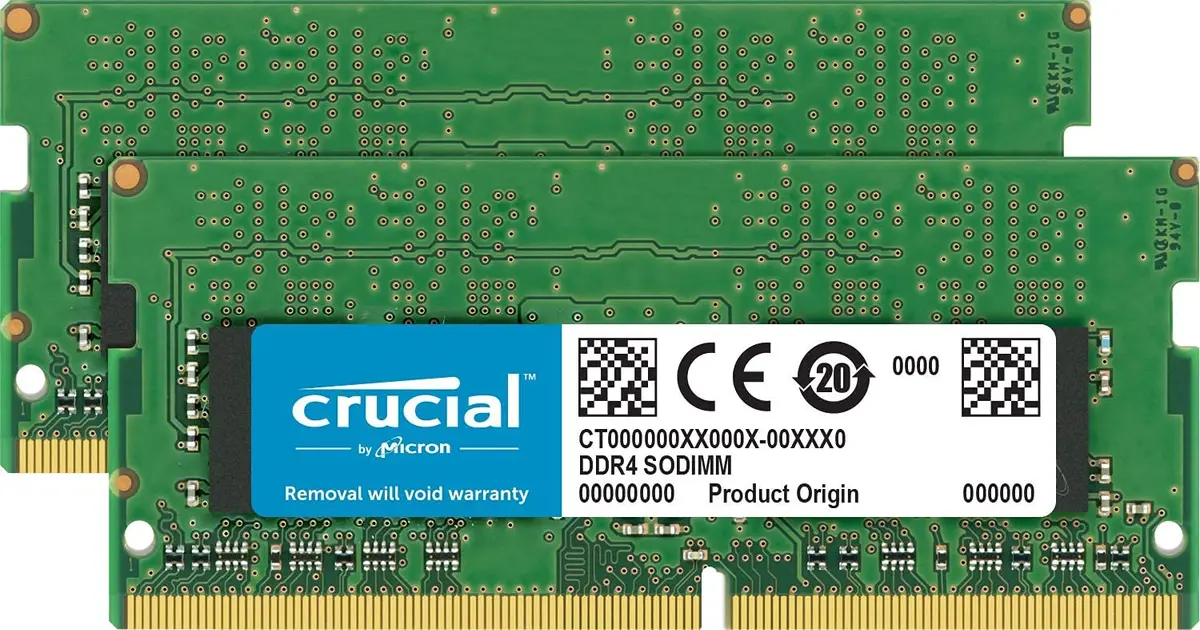 Crucial 32GB (2x16GB) Mac Memory Kit | DDR4 2666 MT/s, SODIMM, CL19, Dual Rank, 260-Pins - main product image