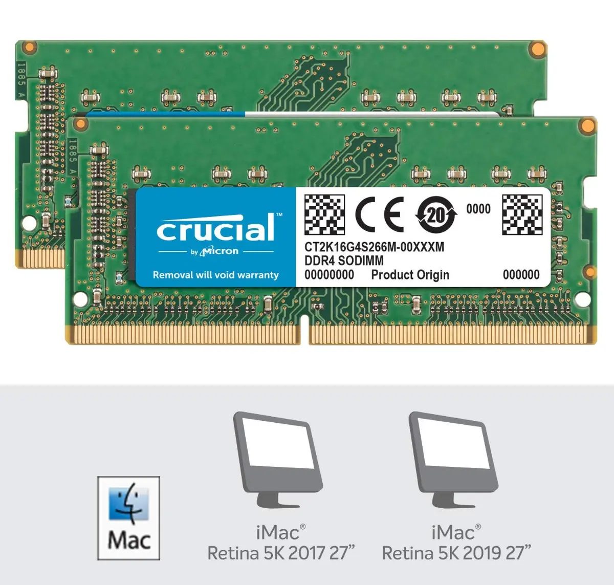 Crucial 32GB (2x16GB) Mac Memory Kit | DDR4 2666 MT/s, SODIMM, CL19, Dual Rank, 260-Pins - view 2
