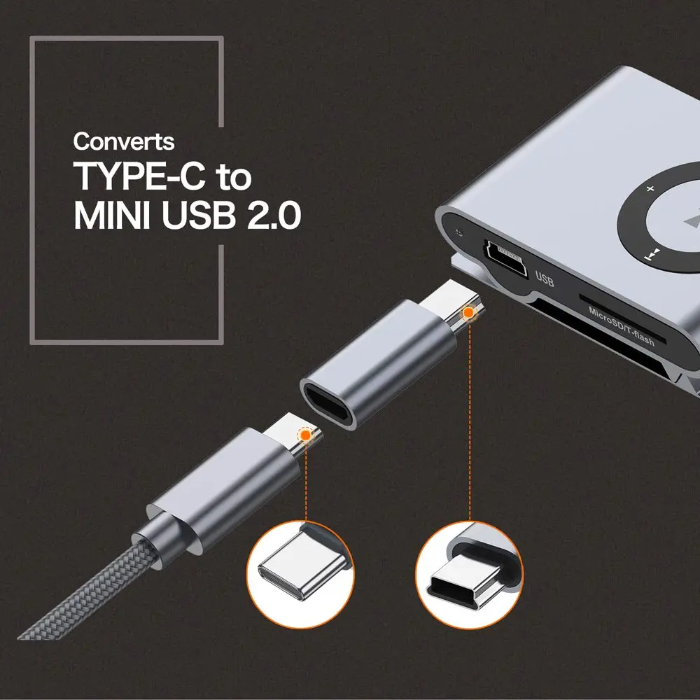 JXMOX USB C to Mini USB 2.0 Adapter (2-Pack) | Charge & Sync Data Up to 480 Mbps - view 3