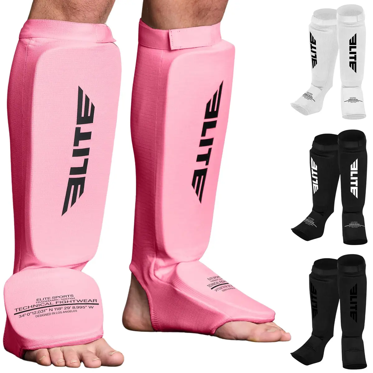 Elite Sports MMA Shin Pads for Muay Thai & Kickboxing | Adjustable, Lightweight, Shock Absorbing (70-120 chars) - main product image