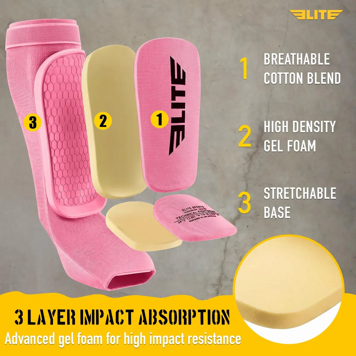 Elite Sports MMA Shin Pads for Muay Thai & Kickboxing | Adjustable, Lightweight, Shock Absorbing (70-120 chars) - view 5