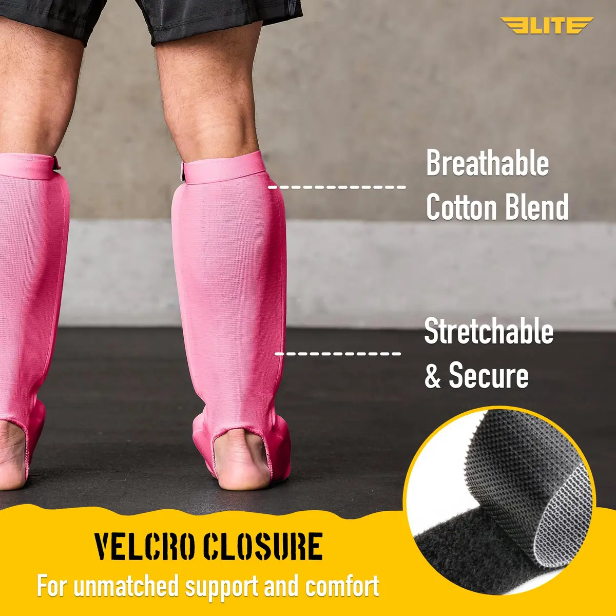 Elite Sports MMA Shin Pads for Muay Thai & Kickboxing | Adjustable, Lightweight, Shock Absorbing (70-120 chars) - view 3
