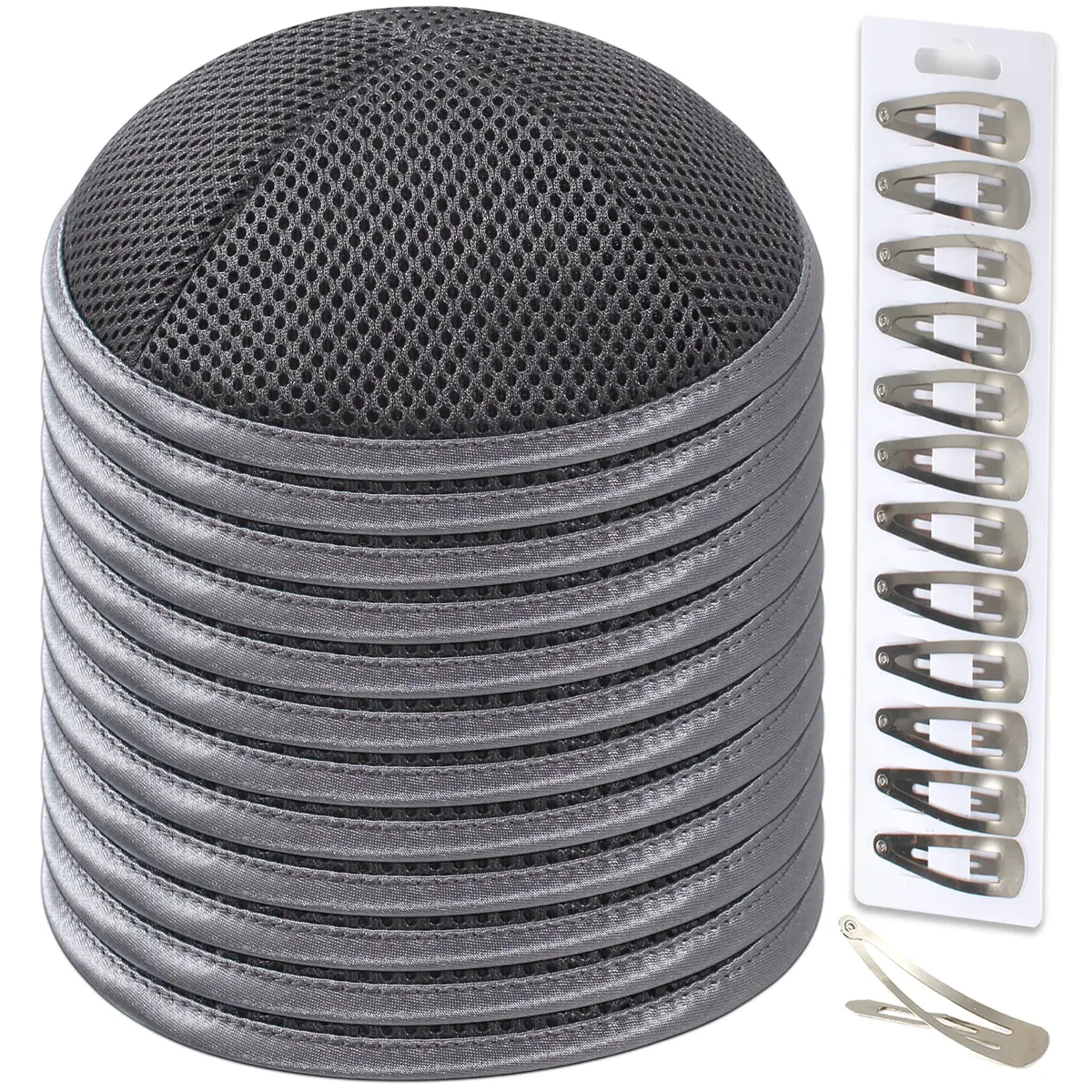 Zion Judaica Ltd Gray 12 Pack Mesh Kippahs for Religious Events and Occasions Prayer Skullcap Kippas Sports Fabric Yarmulkes Bar and Bat Mitzvah Kipas Wedding Yamakas (12, Dark Grey) - main product image