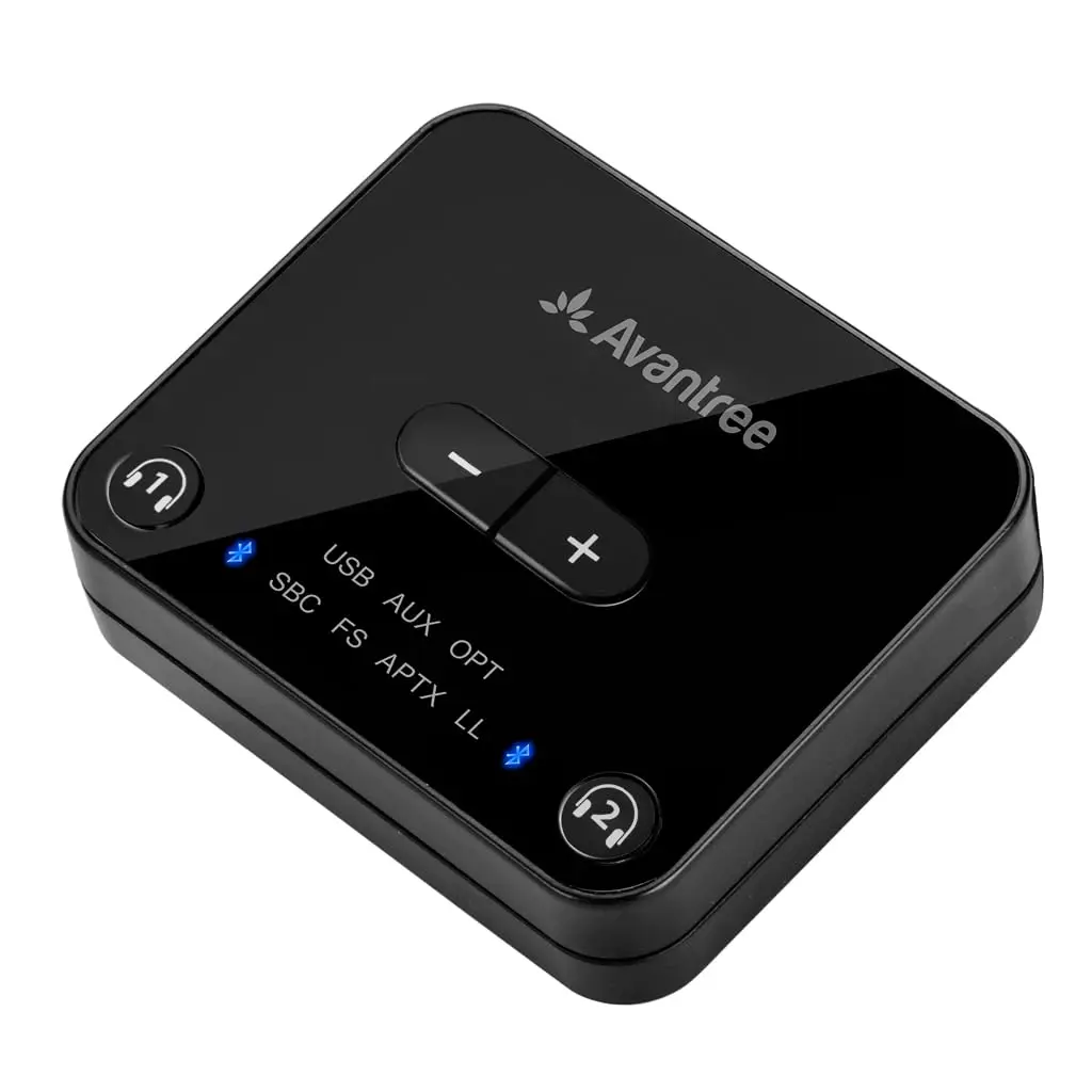 Avantree Audikast 3 Bluetooth TV Transmitter for 2 Headphones | 100ft Range, aptX-Adaptive, Optical & AUX Input - main product image