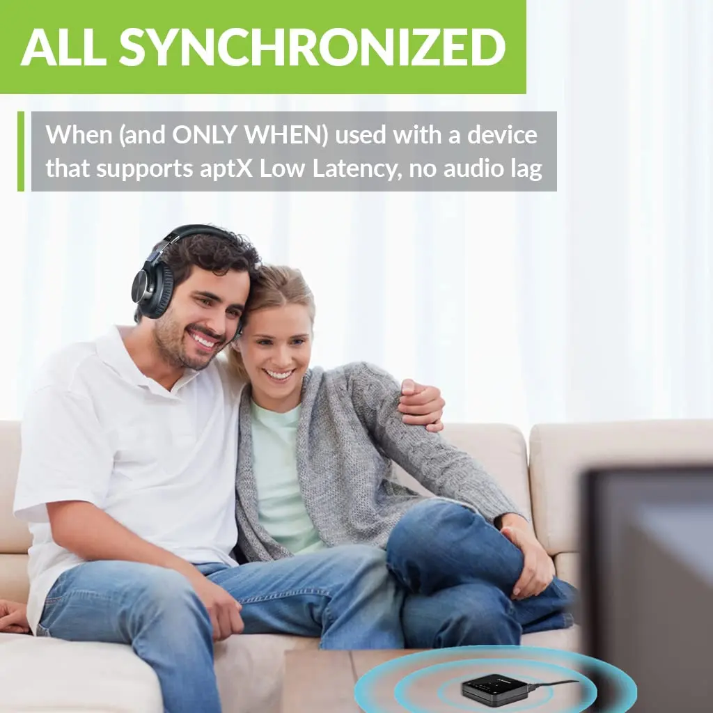 Avantree Audikast 3 Bluetooth TV Transmitter for 2 Headphones | 100ft Range, aptX-Adaptive, Optical & AUX Input - view 3