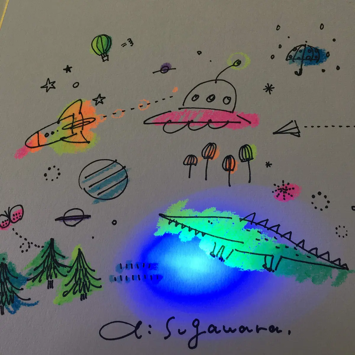 KOKUYO Highlighter Crayons 5 Colors (Red, Orange, Yellow, Yellow-Green, Blue) | Fluorescent Neon Art Supplies - view 6