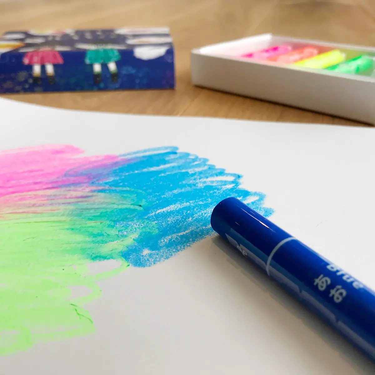KOKUYO Highlighter Crayons 5 Colors (Red, Orange, Yellow, Yellow-Green, Blue) | Fluorescent Neon Art Supplies - view 3
