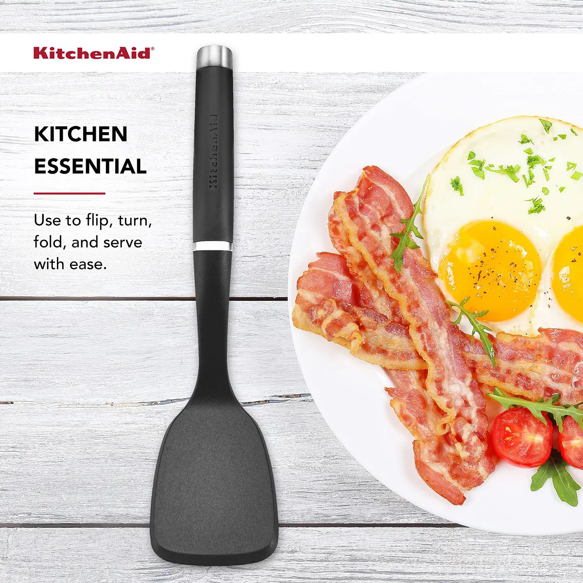 KitchenAid Gourmet Nylon Short Turner | Heat Resistant to 450°F/232°C | Control & Durability - view 5