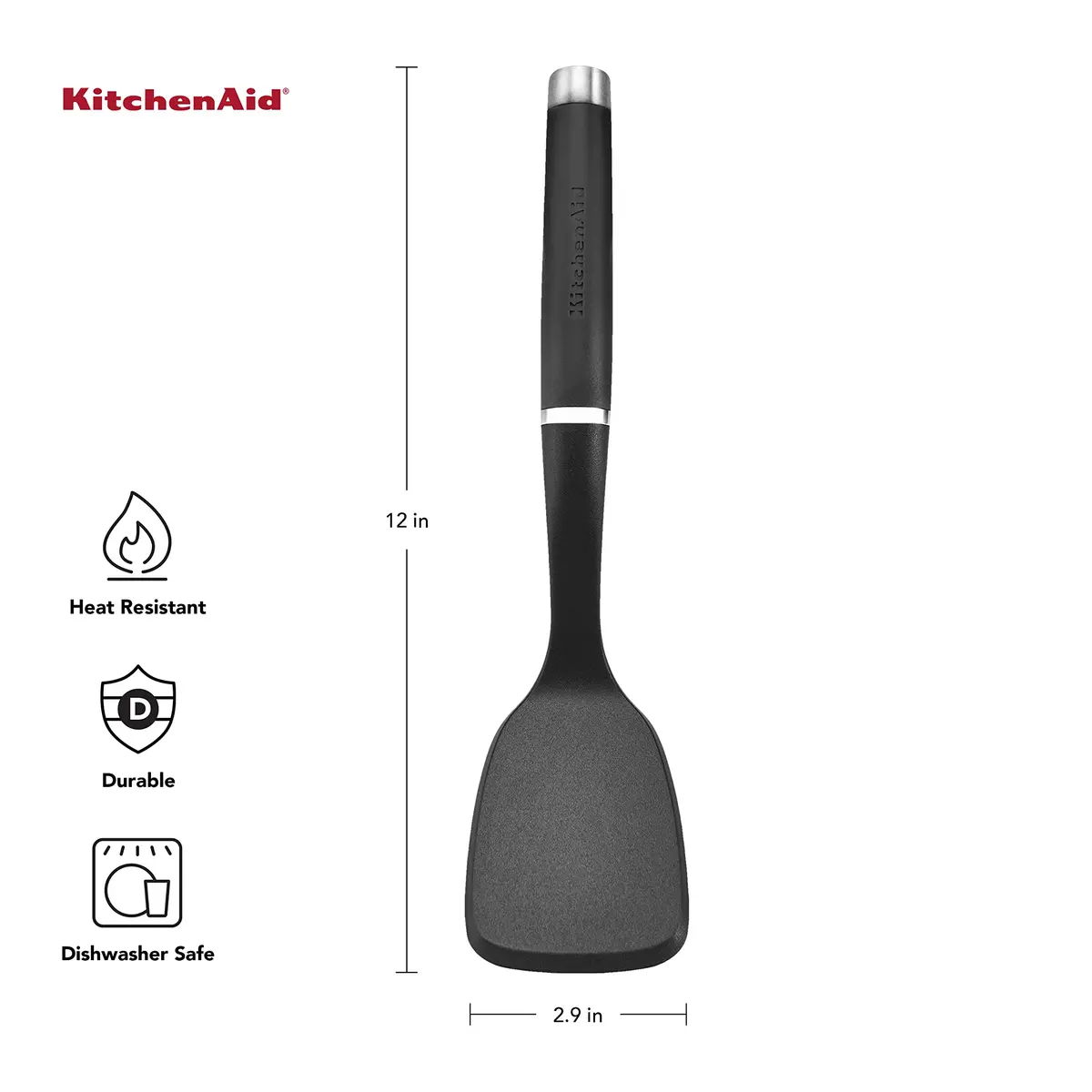 KitchenAid Gourmet Nylon Short Turner | Heat Resistant to 450°F/232°C | Control & Durability - view 2