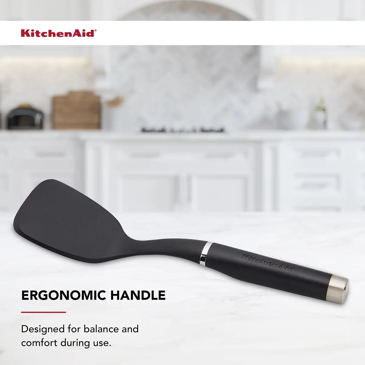 KitchenAid Gourmet Nylon Short Turner | Heat Resistant to 450°F/232°C | Control & Durability - view 4