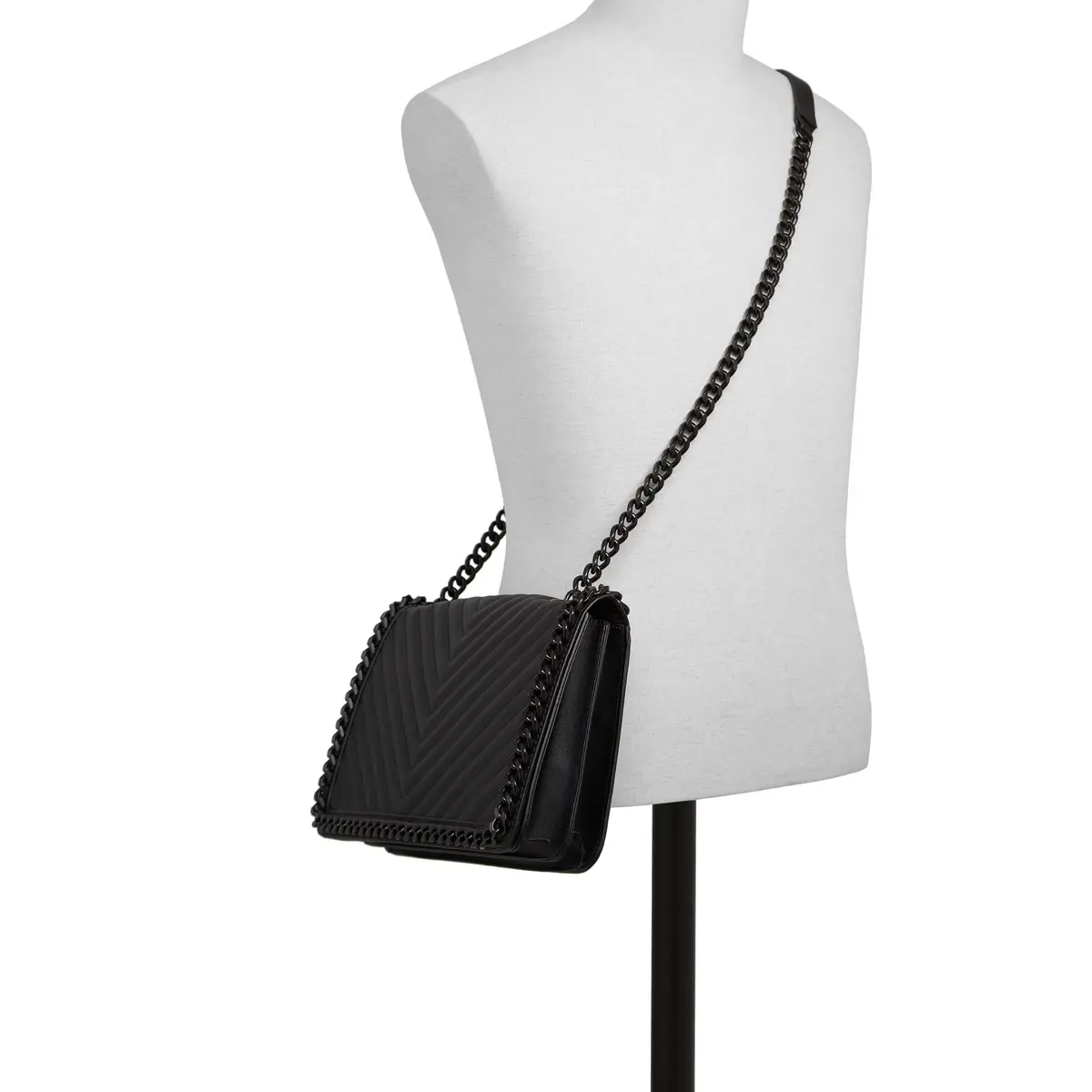 ALDO Women's Medium Greenwald Quilted Crossbody Bag Black | 30cm (11.7") x 19cm (7.4") - view 6
