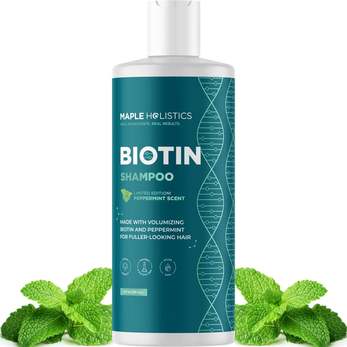 Maple Holistics Biotin Shampoo for Thinning Hair 8 Fl Oz | Invigorating Peppermint & Natural Oils for Hair Growth - main product image