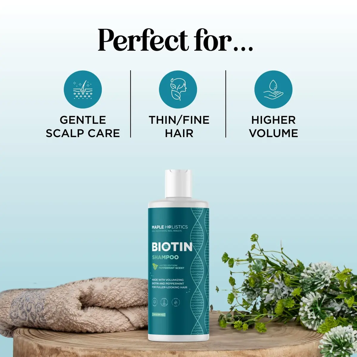 Maple Holistics Biotin Shampoo for Thinning Hair 8 Fl Oz | Invigorating Peppermint & Natural Oils for Hair Growth - view 6