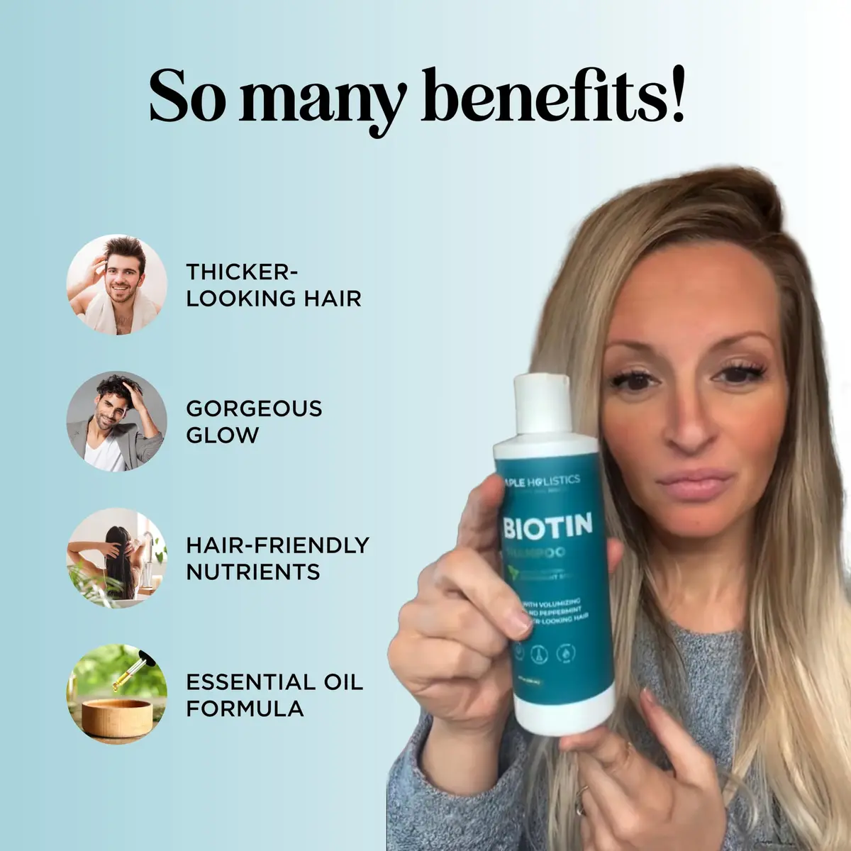 Maple Holistics Biotin Shampoo for Thinning Hair 8 Fl Oz | Invigorating Peppermint & Natural Oils for Hair Growth - view 2