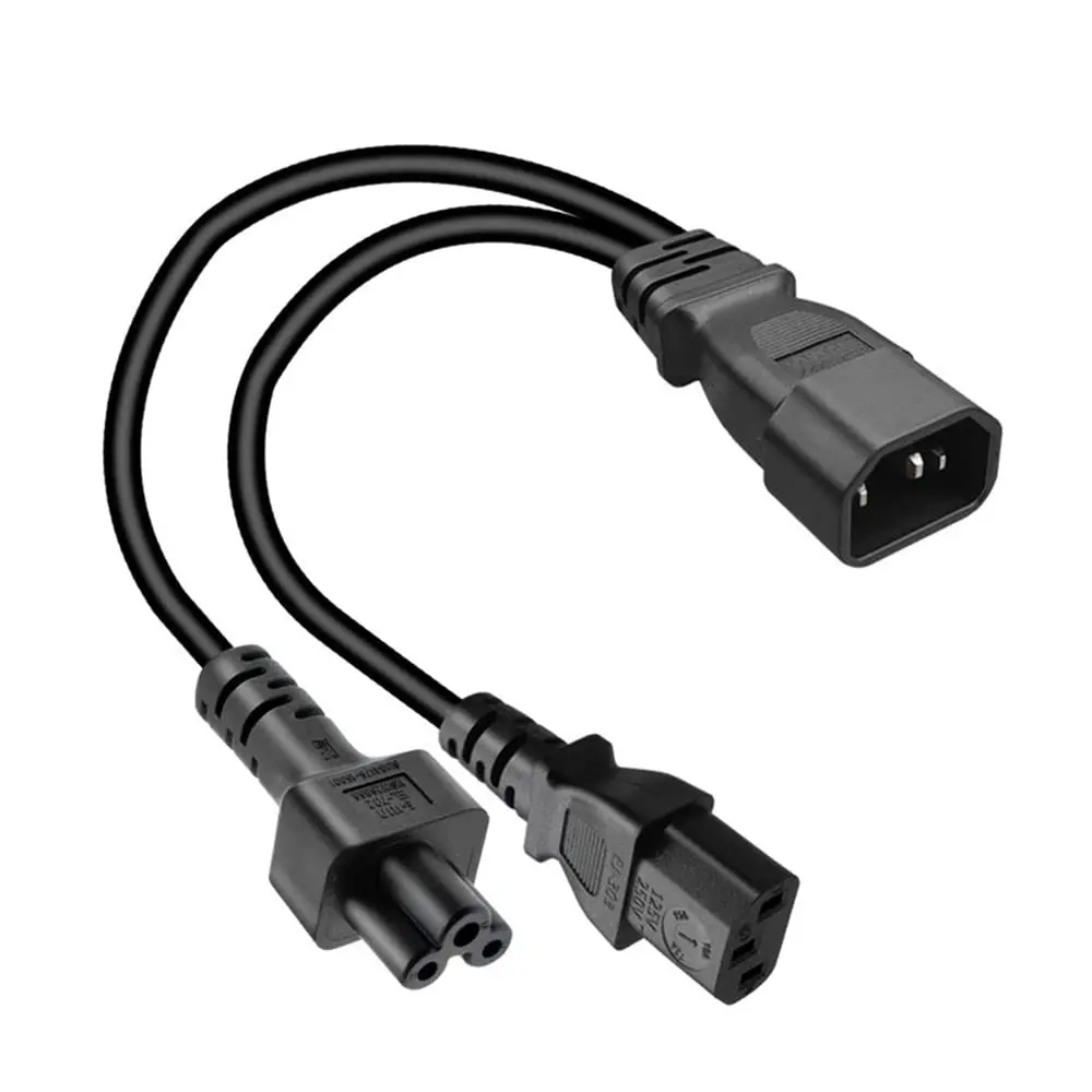 Toptekits C14 to C5+C13 Y Splitter Power Cord 0.3m (1ft) | IEC 320 C14 to C13+C5 Female Splitter - main product image