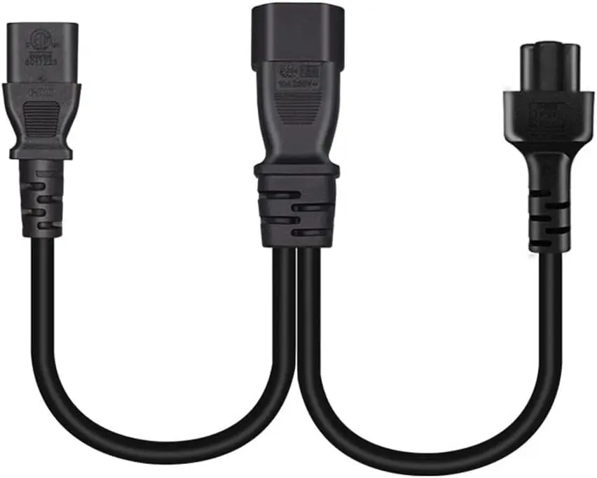 Toptekits C14 to C5+C13 Y Splitter Power Cord 0.3m (1ft) | IEC 320 C14 to C13+C5 Female Splitter - view 3