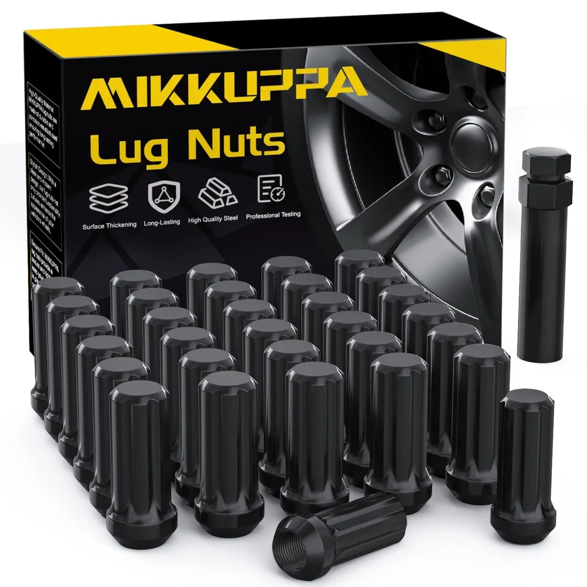MIKKUPPA M14x1.5 Spline Nuts Replacement for Chevy GMC Wheel | Corrosion Resistant, 32pcs - main product image