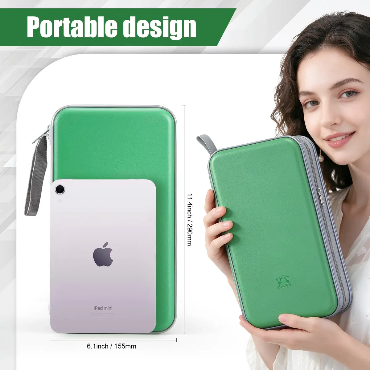 alavisxf xx CD Case, 96 Capacity Hard Plastic Organizer Wallet with Hand Strap and Zipper Closure, Green - view 5