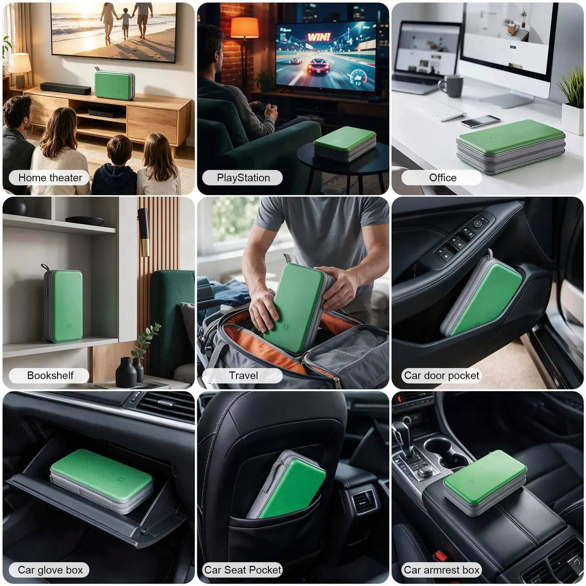 alavisxf xx CD Case, 96 Capacity Hard Plastic Organizer Wallet with Hand Strap and Zipper Closure, Green - view 6