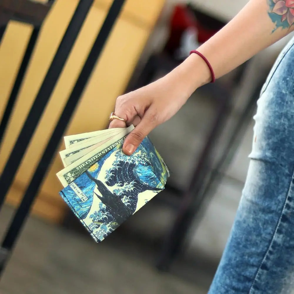 SUPERVEK Starry Wave Tyvek RFID Blocking Bifold Wallet | 13cm (5.1in) x 20cm (7.9in) x 1cm (0.4in) - view 5