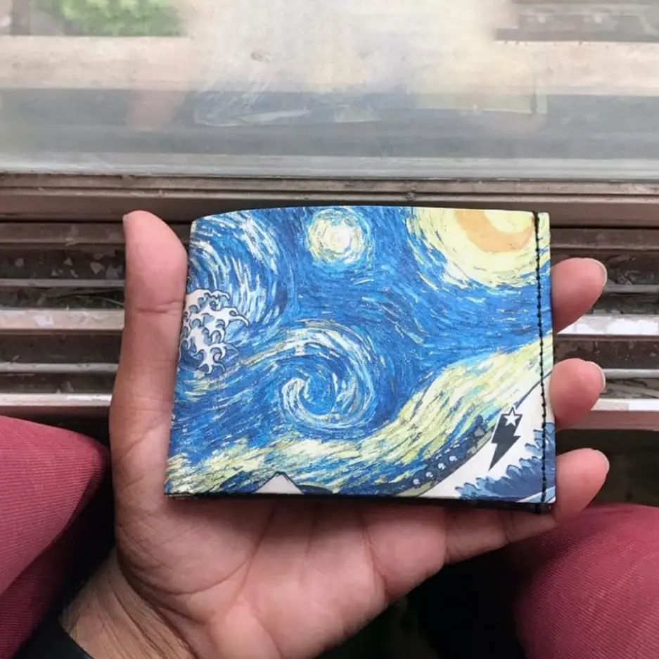 SUPERVEK Starry Wave Tyvek RFID Blocking Bifold Wallet | 13cm (5.1in) x 20cm (7.9in) x 1cm (0.4in) - view 6