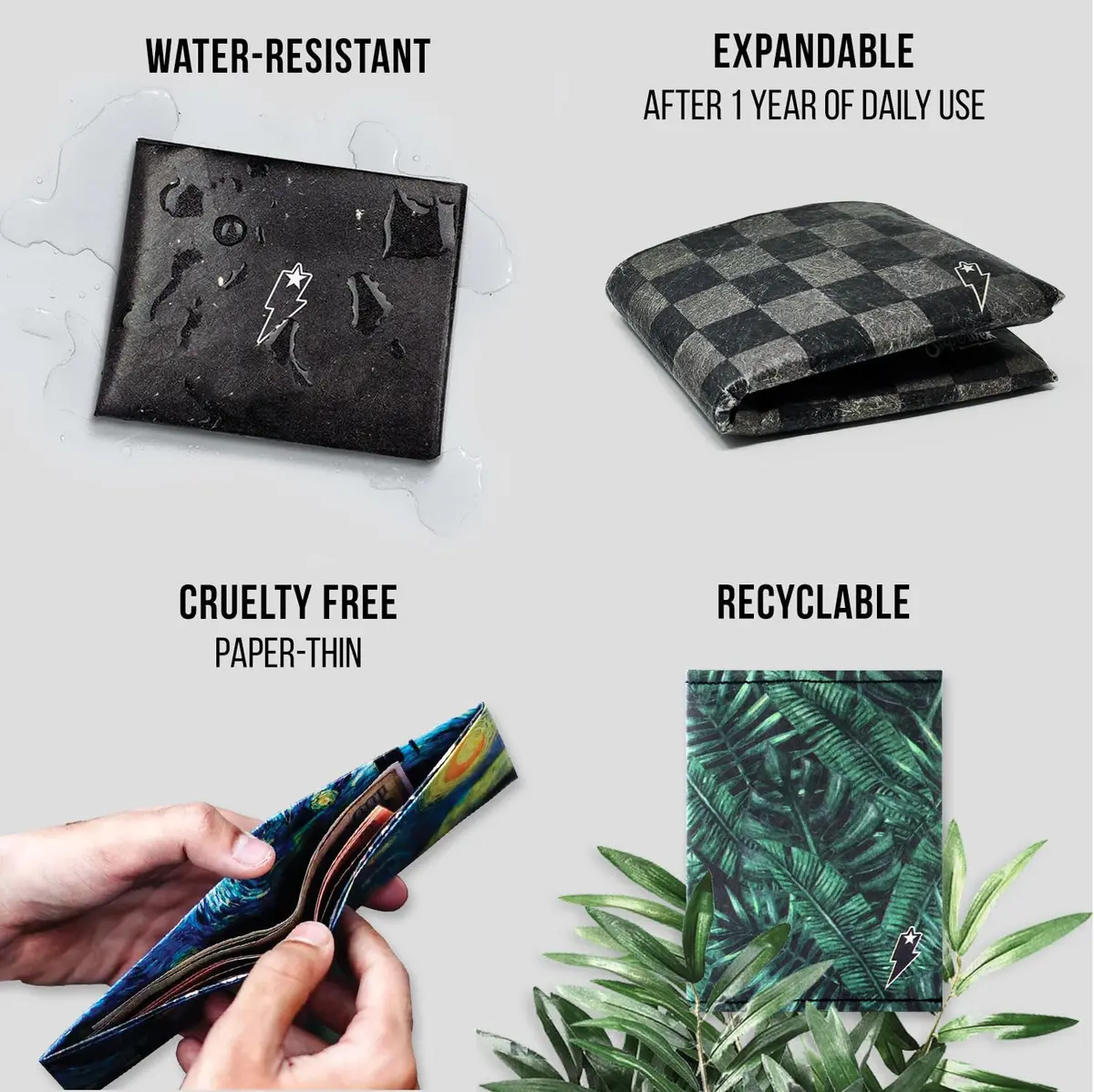SUPERVEK Starry Wave Tyvek RFID Blocking Bifold Wallet | 13cm (5.1in) x 20cm (7.9in) x 1cm (0.4in) - view 9