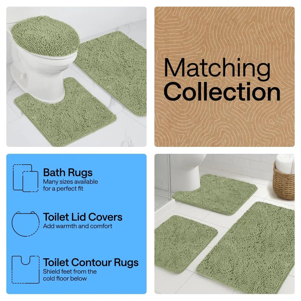 Gorilla Grip Bath Rug Mat for Bathroom 48x24 in Sage Green | Ultra Absorbent Chenille, Quick Dry, Textured Rubber Backing - view 8