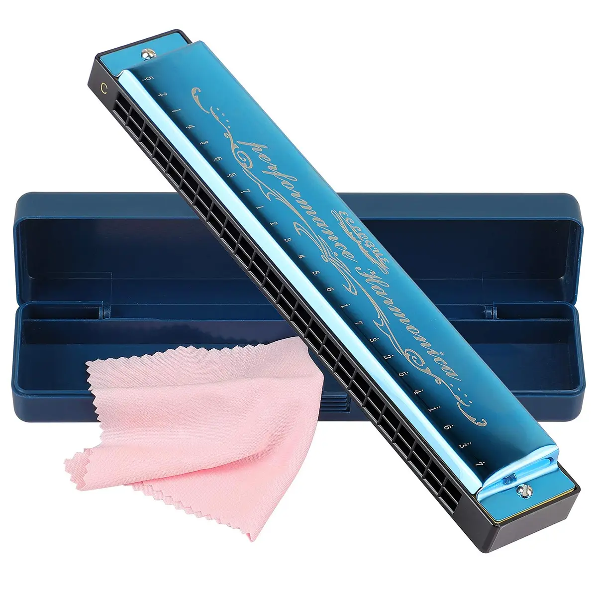 EastyGold Harmonica Mouthorgan 24 Hole C Key | Polyphonic Diatonic Instrument for Blues & Jazz - main product image