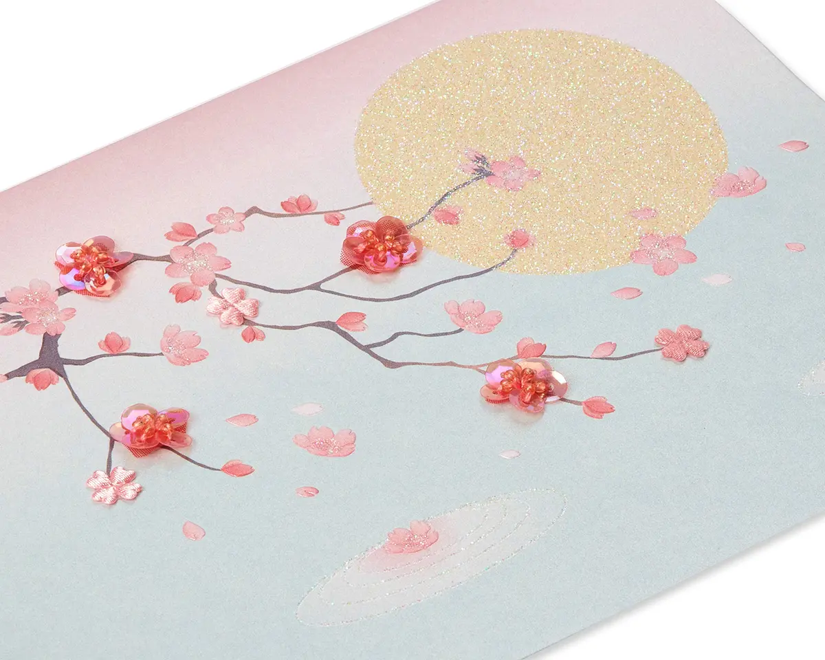 Papyrus Blank Mother's Day, Thinking of You Card (Cherry Blossoms) 13cm x 18cm | Floral Embellished Card - view 5