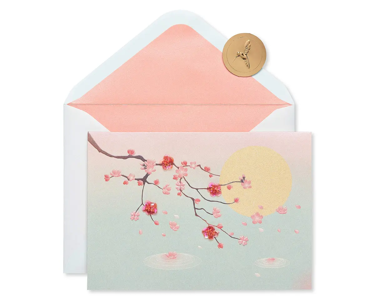 Papyrus Blank Mother's Day, Thinking of You Card (Cherry Blossoms) 13cm x 18cm | Floral Embellished Card - view 4