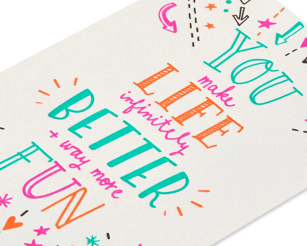 Papyrus You Make Life Better Valentine's Day Card for Friend 15.88 cm (6.25 in.) | Letterpress Design with Gold Seal - view 5