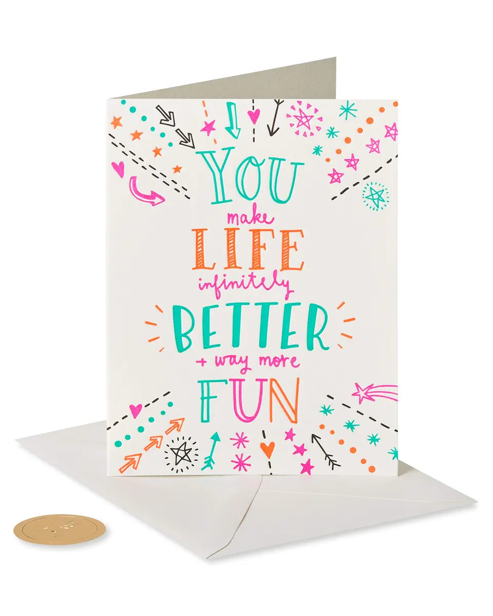Papyrus You Make Life Better Valentine's Day Card for Friend 15.88 cm (6.25 in.) | Letterpress Design with Gold Seal - view 4