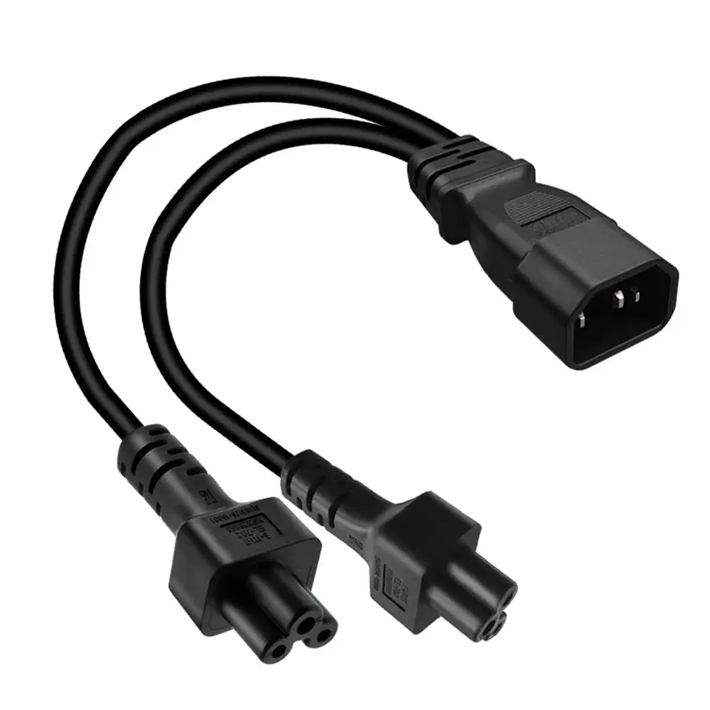 Toptekits C14 to 2xC5 Y Splitter Power Cord 1ft (30cm) | IEC 320 C14 Male to Dual C5 Female Adapter Cable - main product image